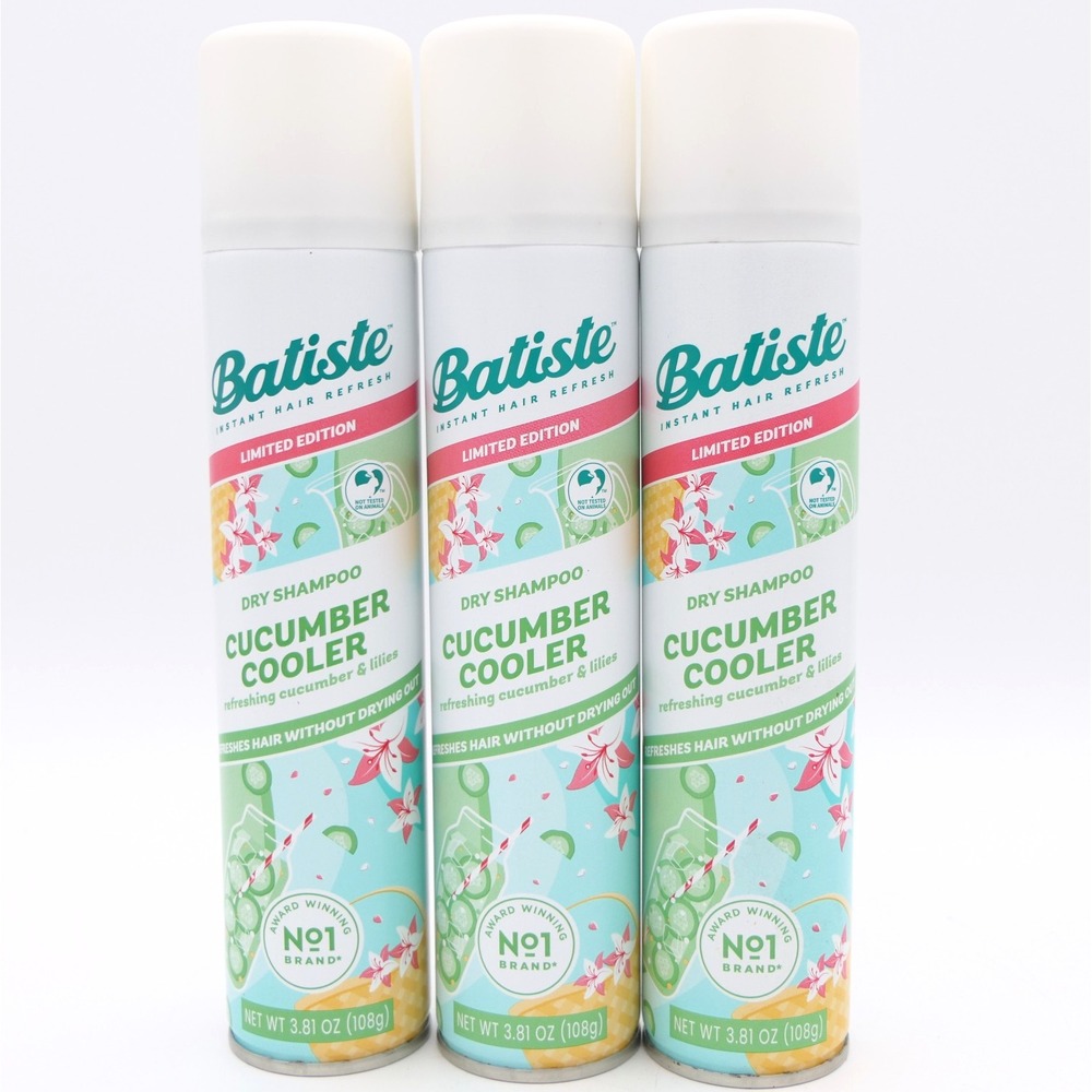 Batiste Dry Shampoo Cucumber Cooler 3 Pack 3.81 oz Each Limited Edition Scent